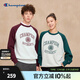 Champion冠軍插肩袖圓領(lǐng)衛衣男2025秋季新款拼接撞色女復古風(fēng)情侶 淺麻灰拼學(xué)院紅 XL