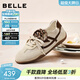百麗（Belle）軟心糖撞色德訓鞋女2026春新舒適薄底運動(dòng)風(fēng)休閑鞋B2983AM6 米色 38