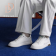 DDeiet品牌男鞋2026春季新款潮流百搭休閑真皮鞋男士一腳蹬運動(dòng)平板鞋 白色 【精美包裝】 41