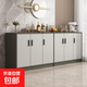 餐邊柜餐廳廚房櫥柜客廳大容量收納儲物矮柜簡(jiǎn)易臥收納儲物柜子 【加厚六門(mén)大容量】輕奢灰色2米