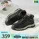 駱駝（CAMEL）戶(hù)外工裝靴男冬季登山加絨保暖雪地靴厚底高幫鞋會(huì )員 A042380174,黑色,保暖絨里 40