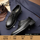 VOLO犀牛男鞋商務(wù)皮鞋男士正裝鞋英倫風(fēng)休閑皮鞋透氣真皮德比鞋 黑色（頭層小牛皮） 42
