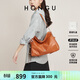 紅谷（HONGU）包包植鞣牛皮單肩腋下包復古通勤高級感hobo包女士包生日禮物