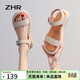 ZHR涼鞋女夏羅馬風(fēng)平底沙灘鞋子女時(shí)尚簡(jiǎn)約一字帶女鞋 M533 米色 39 