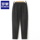 羅蒙（ROMON）媽媽裝褲子秋冬中老年女褲加絨奶奶款高腰冬季長(cháng)褲外穿寬松休閑褲 01 黑色（春秋款） 3XL 【建議120-135斤】