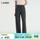 藍地（LANDI）深灰色軟糯舒適休閑直筒闊腿褲女含羊絨真絲冬新品 深灰色 L