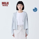 MUJI女式 防紫外線(xiàn)涼感輕量拉鏈連帽衫 衣服女款外套防曬 淺藍色 L (165/88A)