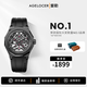 愛(ài)勒 AGELOCER原創(chuàng  )黑森林男士運動(dòng)機械手表潮流腕表送男友生日禮物定制禮盒 6001J1-R-黑色-陶瓷款-橡膠帶