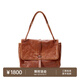 裘真洗水001郵差包女大容量托特包單肩斜挎植鞣牛皮包包 焦糖色-加大號