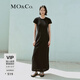 MO&Co.連衣裙夏假兩件圓領(lǐng)側開(kāi)叉寬松微收腰棉質(zhì)長(cháng)裙黑色灰色摩安珂 黑色 S