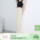 三彩2025夏季新款松緊高腰休閑褲垂感直筒褲窄版顯瘦長(cháng)褲M(mǎn) 米白色 XL 170/76A