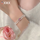 小米星(XMX)法國粉貓眼施家珍珠編制手鏈項鏈百搭復古飾品送禮物 粉貓眼雙層珍珠手鏈