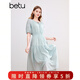 百圖betu女裝春夏新款連衣裙收腰氣質(zhì)法式復古減齡連衣裙2403D03 淺藍 M