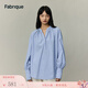 FabriqueBASIC天絲棉泡泡紗小立領(lǐng)多紐扣寬松襯衫女秋季新品 淺藍 XS