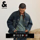 杰克·瓊斯（JACK&JONES）男裝春季牛仔外套男潮酷寬松夾克尖領(lǐng)簡(jiǎn)約紐扣多口袋長(cháng)袖上衣 A12深牛仔藍 S （170）