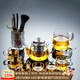 唐豐功夫茶具套裝家用客廳小套泡茶小茶臺日式茶盤(pán)簡(jiǎn)易小茶具整套 天機玻璃壺8件套配茶漏+樹(shù)皮品圣
