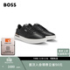 雨果博斯BOSS男士經(jīng)典條紋細節皮革運動(dòng)鞋 001-黑色 41