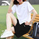 安踏冰絲速干運動(dòng)套裝女夏季款短袖t恤短褲運動(dòng)休閑服飾跑步健身服 7116-4雪花白 S/160