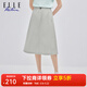 ELLE ACTIVE裙子女輕薄柔軟運動(dòng)A字半身裙中長(cháng)款25春夏戶(hù)外登山抽繩梭織裙 淺灰色 L