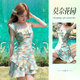 栢啟歆泳衣女高級感2026新款連體吊帶裙式海邊度假純欲甜美泡溫泉泳衣 莫奈花園吊帶碎花裙【兩件套】 均碼 80-120斤