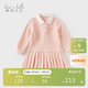戴維貝拉兒童連衣裙女童學(xué)院風(fēng)polo裙女寶寶秋裝棉裙子