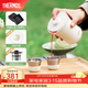 膳魔師（THERMOS）茶旅套裝戶(hù)外露營(yíng)旅行茶具保溫茶壺茶杯生日禮物TCMU-200LC 【升級涂層內膽】雲白