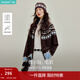 茵曼2026春季女裝新款費爾島撞色幾何提花毛衣外套疊穿針織衫開(kāi)衫 咖啡色 M