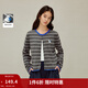 茵曼（INMAN）條紋撞色趣味刺繡針織開(kāi)衫2026春季女裝新款顯瘦上衣 灰條 M
