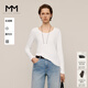 麥檬MM裸膚感軟垂罩衫白色針織短袖上衣女25夏新品5G8902711 白色 M