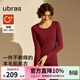 ubras劉雯同款倍暖圓領(lǐng)親膚含羊毛肌底衣套裝男女秋衣褲保暖打底衣 女倍暖套裝-絲絨紅色 M