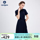 Navigare意大利小帆船短袖連衣裙女士夏季棉質(zhì)斜領(lǐng)裙子時(shí)尚顯瘦半袖a字裙 海軍藍 XL 碼