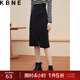 KBNE半身裙女春秋開(kāi)叉中長(cháng)款包臀裙2025秋冬新款黑色小個(gè)子A字裙 黑色 L
