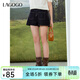 LAGOGO復古顯瘦牛仔褲女拉谷谷2025年夏季新款垂順透氣短褲送腰帶 深牛仔藍 M