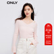 ONLY2025秋季新款休閑氣質(zhì)設計感甜美V領(lǐng)露肩針織衫女|125324024 A18純甄粉色 XL