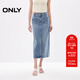 ONLY夏季通勤風(fēng)時(shí)尚開(kāi)叉中長(cháng)款牛仔半身裙女|124237018 J33 350水洗牛仔藍 S 160/64A