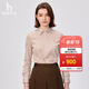 哈吉斯（HAZZYS）女裝【倫敦時(shí)裝周同款】秋冬款條紋長(cháng)袖襯衫女襯ASCSK1BCK10 棕色BW M (160/84A 38)