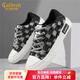 卡賓帆布鞋男鞋春季新款低幫毛邊設計鞋子男百搭低幫休閑板鞋男士潮鞋 黑色 41 【標準皮鞋尺碼】
