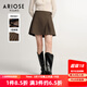 艾諾絲雅詩(shī)ARIOSEYEARS冬季新款氣質(zhì)優(yōu)雅修身顯瘦短裙百褶裙半身裙21033512 沙茶色 M