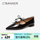 千百度（C.BANNER）【騏驥紅】蝴蝶結瑪麗珍鞋女平底單鞋A25179361 酒紅色 37