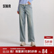 森馬（Semir）森柔牛仔|牛仔褲女抓毛寬松闊腿褲冬季女士做舊長(cháng)褲103724124001A