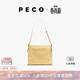 PECO城市系列Hobo包春夏新款單肩軟皮水桶包斜挎大容量百搭托特包 中號蛋黃色頭層樹(shù)皮皺小牛