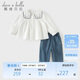 戴維貝拉（DAVE＆BELLA）兒童九分褲套裝春季女童學(xué)院風(fēng)襯衫牛仔褲兩件套