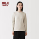 MUJI 女式雙羅紋編織圓領(lǐng)長(cháng)袖T恤上衣打底衫內搭26年春季女裝女款 淺米色 L (165/88A)