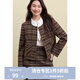 獨束大碼女裝復古學(xué)院風(fēng)繽紛格紋短外套壓褶小a短裙2024時(shí)尚套裝 復古棕-短外套 2XL (尺碼：4) (尺碼：4)