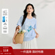茵曼（INMAN）涼感索羅納印花T恤2025夏季女裝新款休閑寬松圓領(lǐng)短袖上衣 天藍色 M