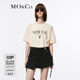MO&Co.【抗菌防螨】字母愛(ài)心組合印花圓領(lǐng)短袖寬松純棉T恤上裝新年紅 杏黃色 S 160