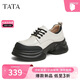 他她TATA厚底小皮鞋女松糕底單鞋女春季制服鞋JK鞋 米白/黑 38