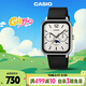 卡西歐（CASIO）手表男士女士皮帶月相小方塊鋼帶熊貓配色石英日韓表MTP-M305L-7A