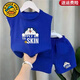 G.duck小黃鴨夏裝男童背心套裝小童寶寶夏天衣服兒童無(wú)袖短褲夏季兩件套 藍色叮當貓（一套) 110 碼（身高95-105cm）