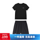安德瑪（Under Armour）兒童夏季運動(dòng)套裝夏款短褲短袖套裝男大童短袖梭織短褲套裝 黑T黑短褲 170